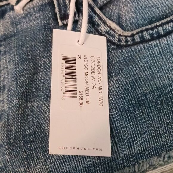 NEW Comune London Mid Twig Blue Jeans in Medium Wash Factory Distressed Size 28 - Picture 13 of 13